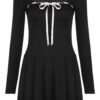 Ribbon bow girly black dress