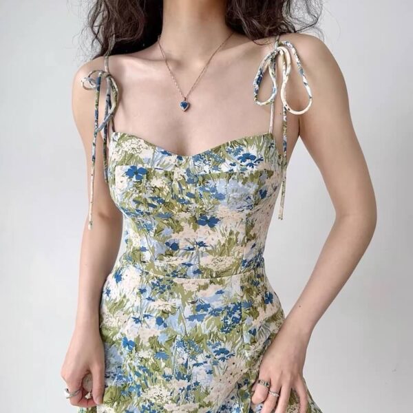 Romantic painting floral dress - Image 4